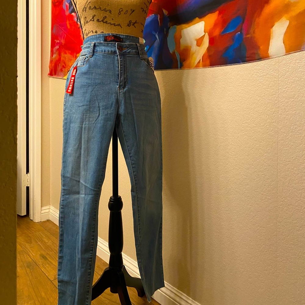Ankle cut light denim pants size 11 red bottoms